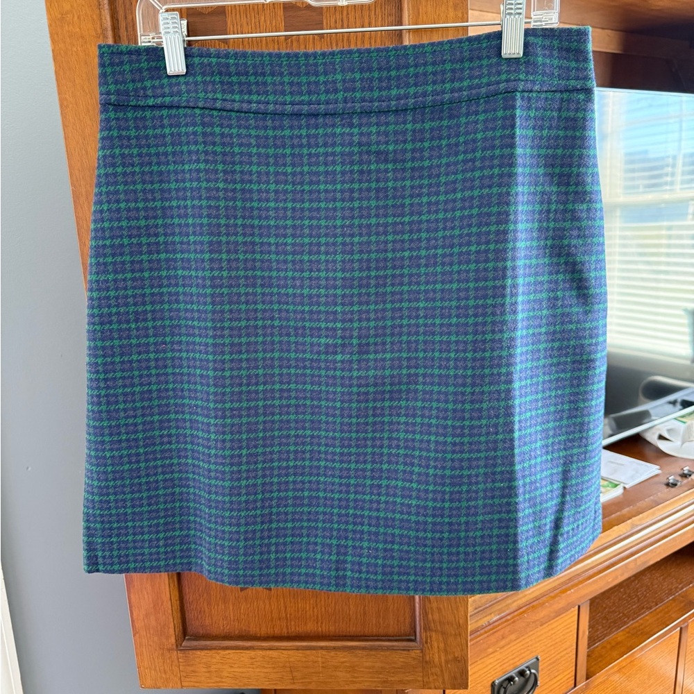 J. Crew Factory Plaid Mini Skirt in Blue and Green